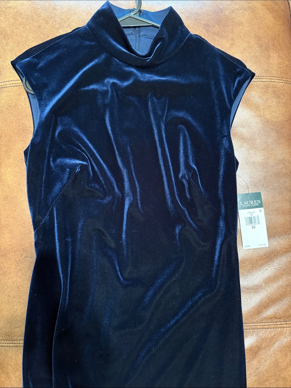 NWT Lauren Ralph Lauren Navy Velvet Midi Dress